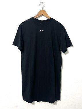 oversized t shirt dress nike Nike Essential oversized T-shirt dress in gray